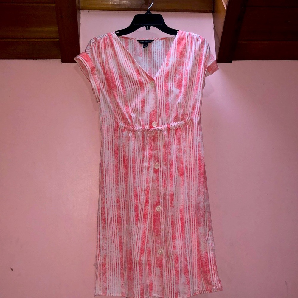 Coral and White women’s above-the-knee dress